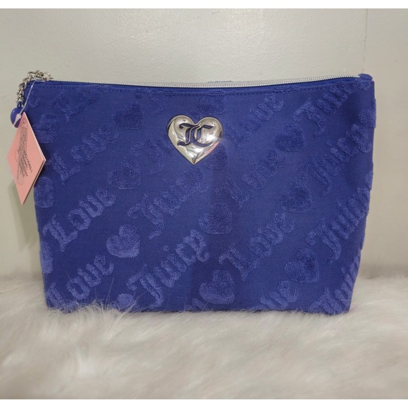 Makeup Bag Juicy Couture Blue Denim Cosmetic Travel Bag NWT - Picture 1 of 2
